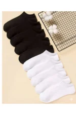 10-Pair Value Pack Unisex Low Cut Athletic Sneakers Socks - Black-White