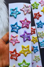 10-Piece Polka Dot and Star Snap Hair Clips Set Multi-Colored for Kids - Image 2
