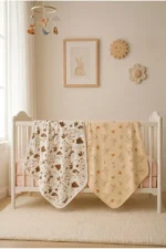 100% Cotton 2-Pack Baby Blanket Set 90x90 cm Beige