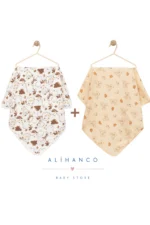 100% Cotton 2-Pack Baby Blanket Set 90x90 cm Beige - Image 2