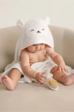 100% Cotton and Soft Bamboo Baby Hooded Swaddle Towel Lamb Pattern