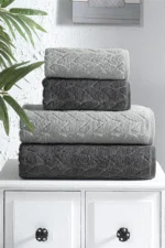 4-Piece Premium Cotton Bath Towel Set Solid Color Hamam Towels