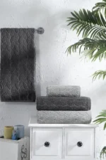 4-Piece Premium Cotton Bath Towel Set Solid Color Hamam Towels - Image 2