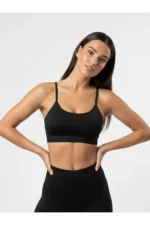 Astura Black Soft Padded Bralette Thin Straps Criss-Cross Back Women's Bra