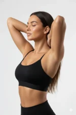 Astura Black Soft Padded Bralette Thin Straps Criss-Cross Back Women's Bra - Image 2