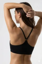 Astura Black Soft Padded Bralette Thin Straps Criss-Cross Back Women's Bra - Image 3