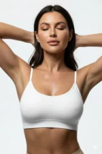 Astura White Soft Padded Bralette Thin Straps Criss-Cross Back Women's Bra