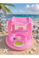 Baby Pool Float with Canopy and Toys - Inflatable Infant Swim Ring Seat (Pink) - Image 2