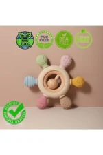 Baby Teething Ring Ship Wheel - Silicone Infant Teether Toy (Beige) - Image 3