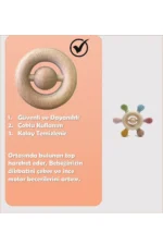 Baby Teething Ring Ship Wheel - Silicone Infant Teether Toy (Beige) - Image 7