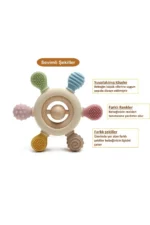 Baby Teething Ring Ship Wheel - Silicone Infant Teether Toy (Beige) - Image 8