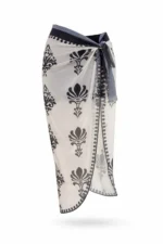 Black Luxury Slit Tie Front Beach Sarong Cover Up 155x111cm - Image 2