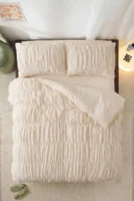 Cloud White Ruffled Double Cotton Duvet Cover Set