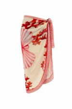 Coral Slit Tie Front Beach Sarong Cover Up 155x111cm - Image 2