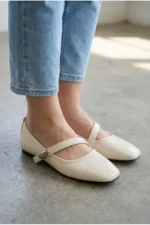 Cream Patent Leather Mary Jane Flats - Elegant Buckle Orthopedic Daily Shoes - Image 6