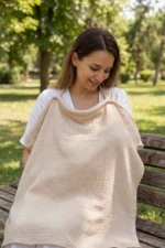 Double Layer 100% Cotton Multi-Purpose Beige Nursing Cover and Stroller Canopy - Image 2