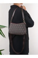 Farme Monogram Brown Crossbody Bag - Image 5