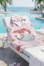 Girls Hooded Beach Towel Poncho Swim Pool Robe Mermaid Baby Bath Towel Multi-Color - Image 2