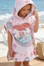 Girls Hooded Beach Towel Poncho Swim Pool Robe Mermaid Baby Bath Towel Multi-Color - Image 3