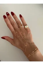 Gold Sequined Slim Chain Hand Harness (Shahmaran) - Elegant and Stylish Design - Image 2