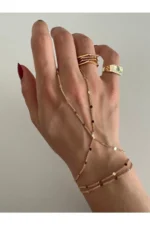 Gold Sequined Slim Chain Hand Harness (Shahmaran) - Elegant and Stylish Design - Image 3