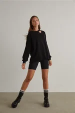 High Waisted Tummy Control Shaping Matte Black Biker Shorts Leggings - Image 3