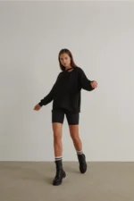 High Waisted Tummy Control Shaping Matte Black Biker Shorts Leggings - Image 4