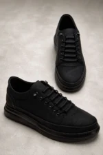 Men Black Orthopedic Insole Smart Laced Sports Sneaker Shoes - Image 2