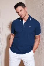 Men's 100% Cotton Buttoned Regular Fit Polo Shirt