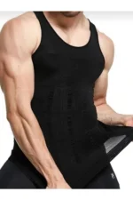 Men's Black Compression Tank Top - Chest Flattener & Tummy Control Posture Corrector - Image 2