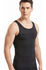 Men's Black Compression Tank Top - Chest Flattener & Tummy Control Posture Corrector - Image 4