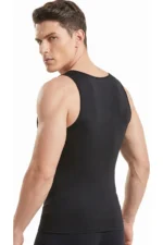 Men's Black Compression Tank Top - Chest Flattener & Tummy Control Posture Corrector - Image 6