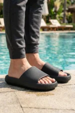 Men's Black EVA Summer Slippers Non-Slip Bath and Garden Slides