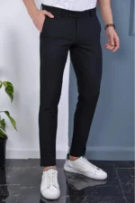 Men's Black Stretch Lycra Fabric Trousers - Premium Ankle Length Plus Size (Size 40-42-44 / 100-130 Kg)