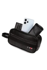 Men's Black Vegan Leather Water-Resistant Elegant Portfolio Style Handbag and Toiletry Bag - Image 6