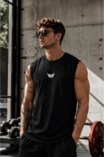 Men's Quick Dry Moisture Wicking Performance Athletic Sleeveless Sports T-Shirt Black