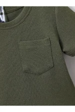 Men's Summer Cotton Waffle Knit 2-Piece Set with Pocket Detail - Khaki - Image 4