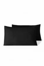 Premium 100% Cotton Pillowcase Set of 2 Black – Soft and Breathable Pillow Shams - Image 2