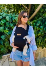 Premium Ergonomic Black Baby Carrier with Lumbar Support and Bag - Image 4