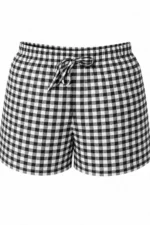Red Black 2-Piece Plaid Pattern Seasonal Lightweight Knit Pajama Shorts Set - Image 4