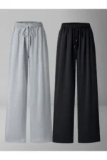 Summer Loose Fit Straight Leg Black and Grey Joggers Pack of 2