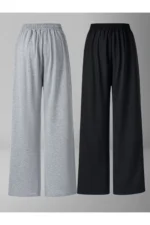 Summer Loose Fit Straight Leg Black and Grey Joggers Pack of 2 - Image 2