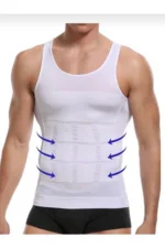 White Men's Compression Tank Top - Ultra Chest Binder & Tummy Control Posture Corrector