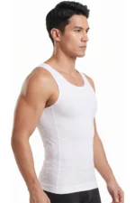 White Men's Compression Tank Top - Ultra Chest Binder & Tummy Control Posture Corrector - Image 4