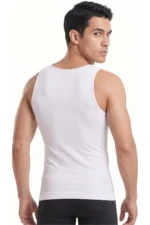 White Men's Compression Tank Top - Ultra Chest Binder & Tummy Control Posture Corrector - Image 5