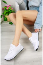 White Women's Mesh Sneakers Breathable Casual Shoes - Image 2
