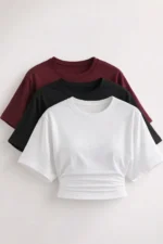 Women's 3-Pack Batwing Sleeve Basic Crop Top Set - Stylish and Flexible Design