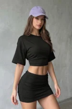 Women's 3-Pack Batwing Sleeve Basic Crop Top Set - Stylish and Flexible Design - Image 4