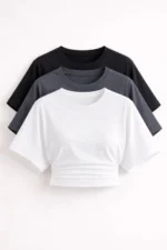 Women's 3-Pack Batwing Sleeve Basic Crop Top - Stylish and Flexible Set