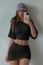 Women's 3-Pack Batwing Sleeve Basic Crop Top - Stylish and Flexible Set - Image 7